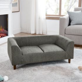 Pet sofa with backrest and armrests, modern rectangular pet sofa suitable for small and medium dogs, soft cushion comfortable dog sofa,--Dark gre